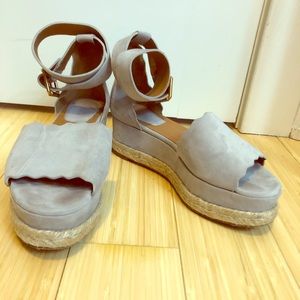 Chloè Lauren Espadrille Wedge Sandal - Grey Suede